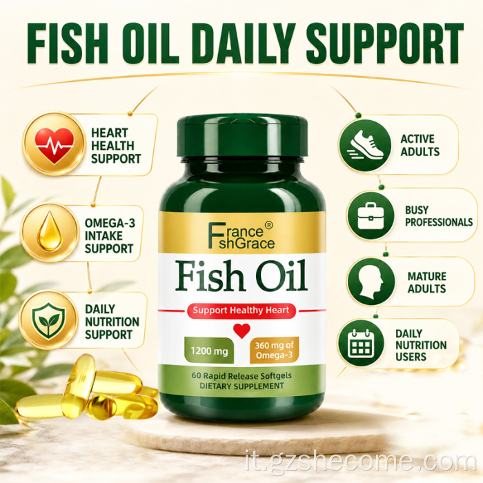 Shecome Softgel di olio di pesce per il cuore Omega 3